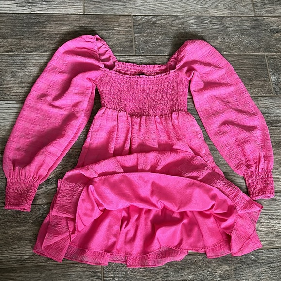Urban Outfitters Pink Smock Long Sleeve Mini Dress - Picture 6 of 8